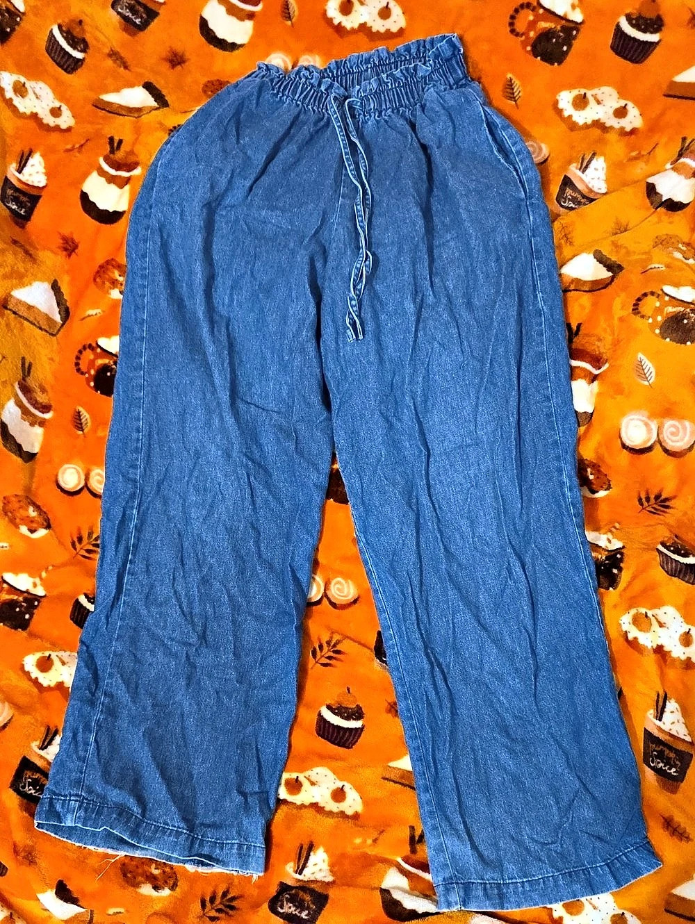 Wide Leg Pants in Blue Size Small